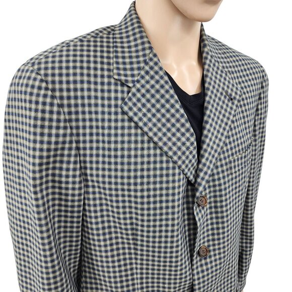 Vintage Plaid Wool Blazer Jacket Nordstrom Nathan David, Men's 40S - Picture 1 of 13
